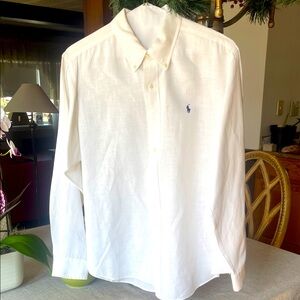 Ralph Lauren Men's Linen White Polo Shirt